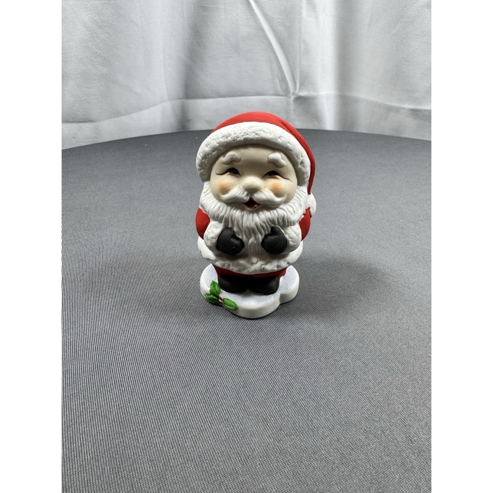 Vintage Ceramic Santa Claus Figurine Red White Christmas Holiday Decor 3 Inch